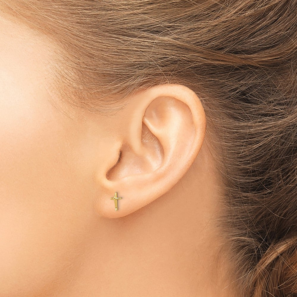14k Madi K Cross Childrens Post Earrings