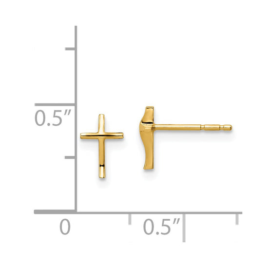 14k Madi K Cross Childrens Post Earrings