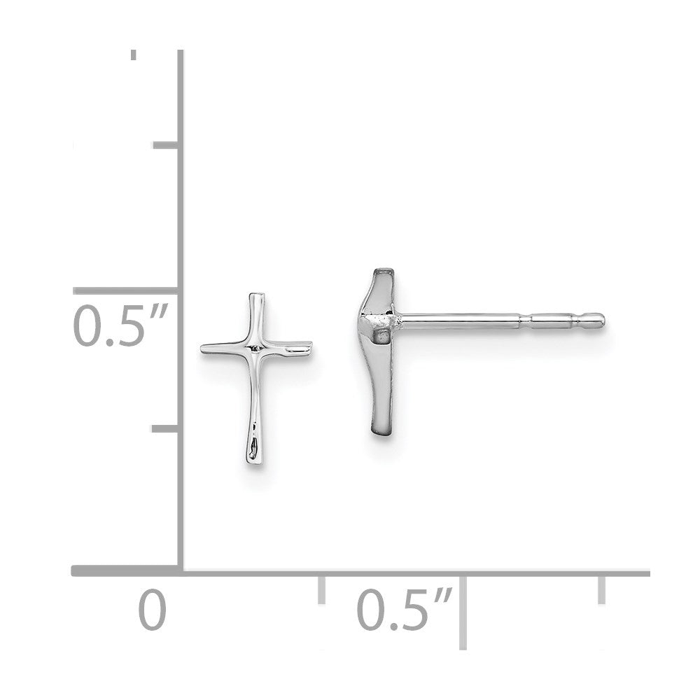 14k Madi K White Gold Cross Childrens Post Earrings