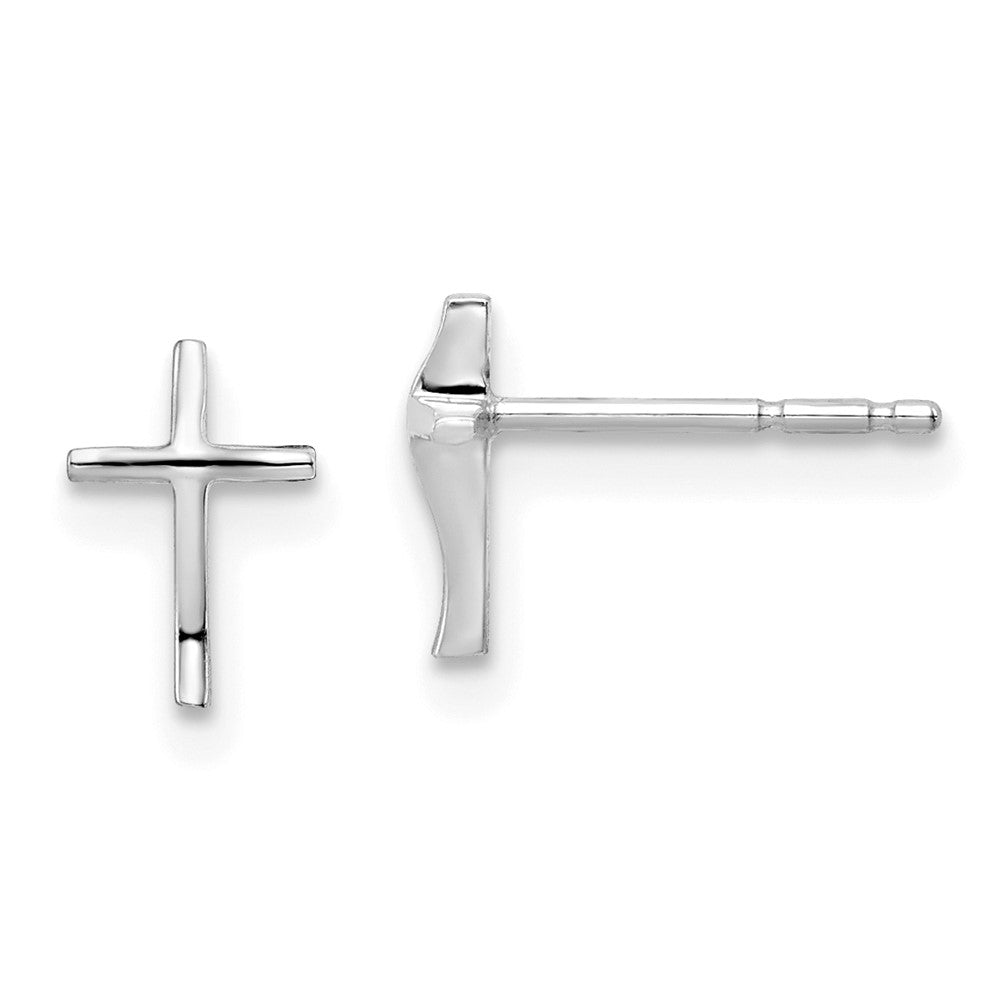 14k Madi K White Gold Cross Childrens Post Earrings