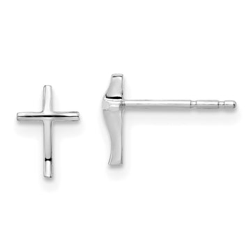 14k Madi K White Gold Cross Childrens Post Earrings