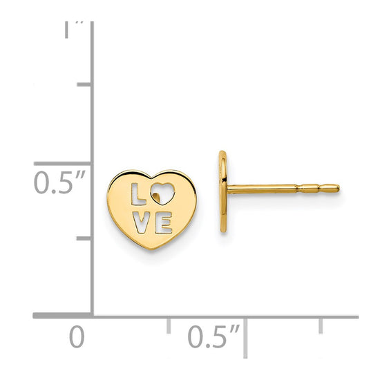 14k Madi K 7.00mm Love Heart Childrens Post Earrings