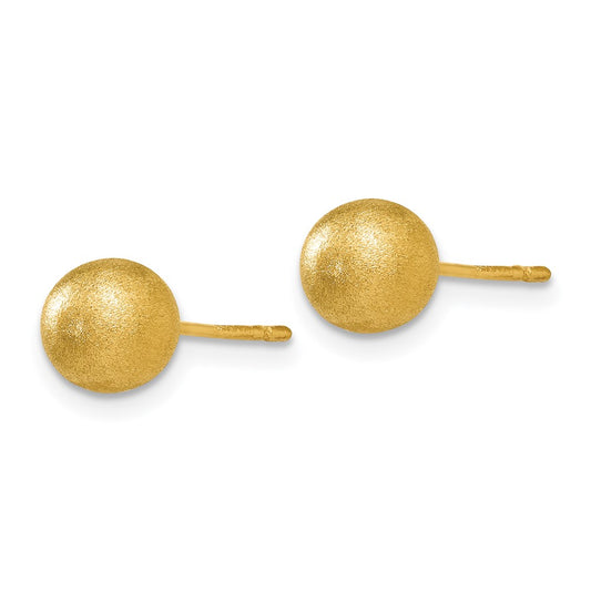 14K 6mm Satin Puffed Ball Post Earrings