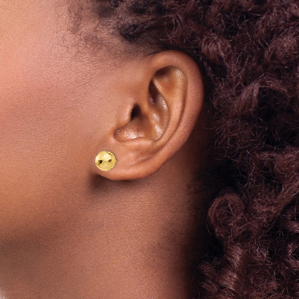 Gold Diamond-Cut Ball Post Earrings