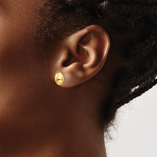 14K 10x7mm Polished Puffed Oval Button Post Earrings