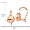 14k Rose Gold 8mm Polished Button Kidney Wire Earrings