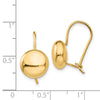 14k 10.5mm Polished Button Kidney Wire Earrings