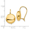 14k 12mm Polished Button Kidney Wire Earrings