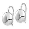14k White Gold 12mm Polished Button Kidney Wire Earrings