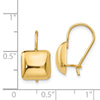 14k 9.5mm Polished Puffed Square Kidney Wire Earrings