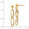 14k Polished Textured Twisted Link Dangle Post Earrings