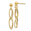 14k Polished Textured Twisted Link Dangle Post Earrings