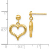 14K Polished Open Heart Dangle Post Earrings