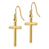 Gold Cross Shepard Hook Earrings