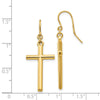 14k Polished Cross Dangle French Hook Earrings