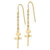 Gold Cross Dangle Shepard Hook Earrings