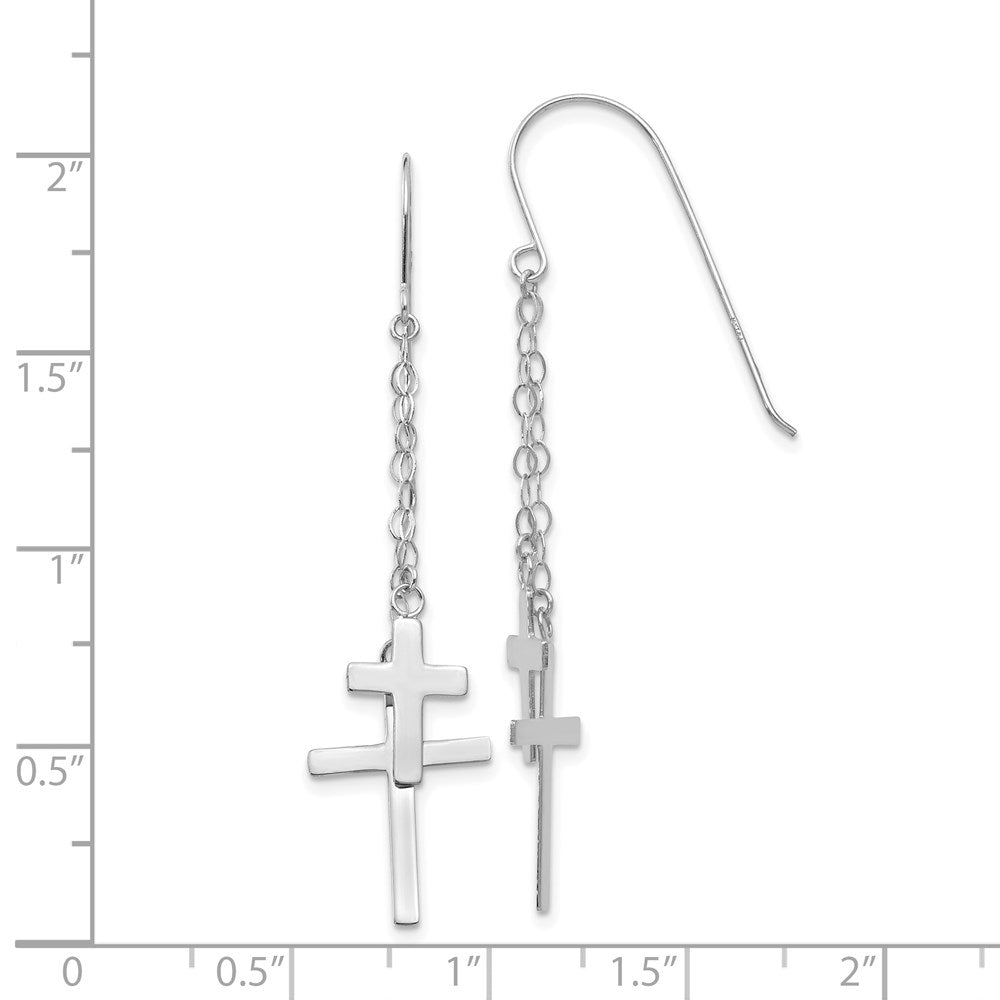 Gold Cross Dangle Shepard Hook Earrings