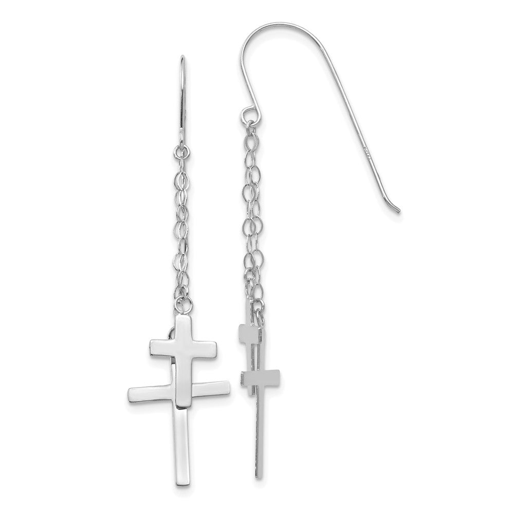 Gold Cross Dangle Shepard Hook Earrings