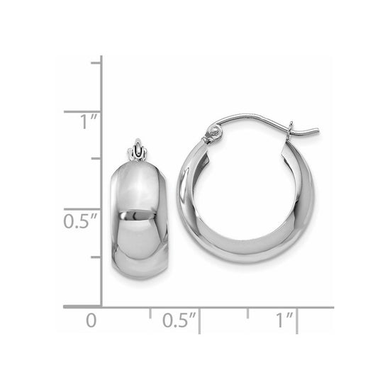 14k White Gold 7x19mm Polished Hoop Earrings