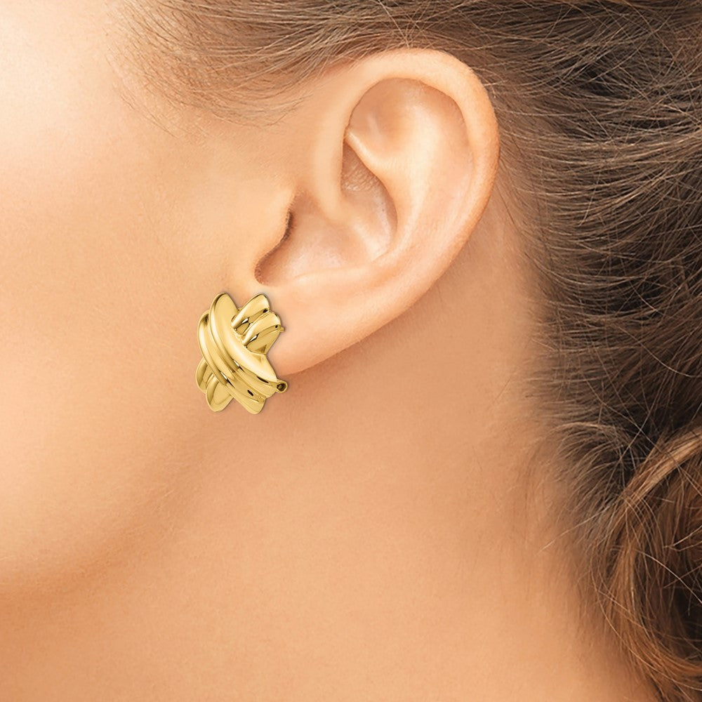 14k 20mm Polished X Omega Back Post Earrings