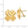 14k 20mm Polished X Omega Back Post Earrings
