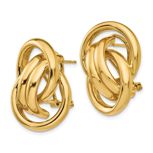 14k Polished Fancy Circles Omega Back Post Earrings
