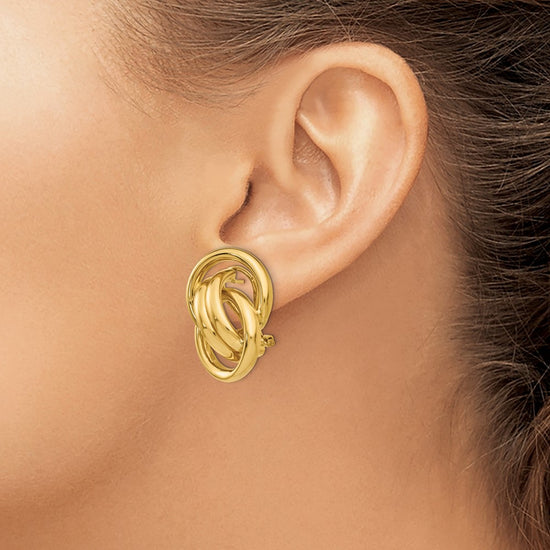 14k Polished Fancy Circles Omega Back Post Earrings