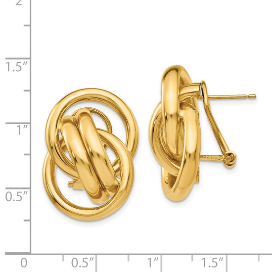 14k Polished Fancy Circles Omega Back Post Earrings