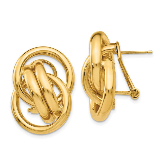 14k Polished Fancy Circles Omega Back Post Earrings