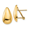 Gold Teardrop Omega Back Post Earrings
