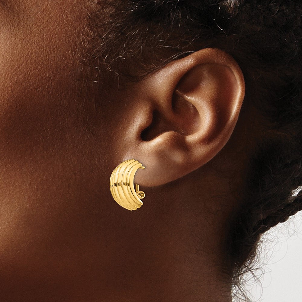 Gold Omega Back Post Earrings