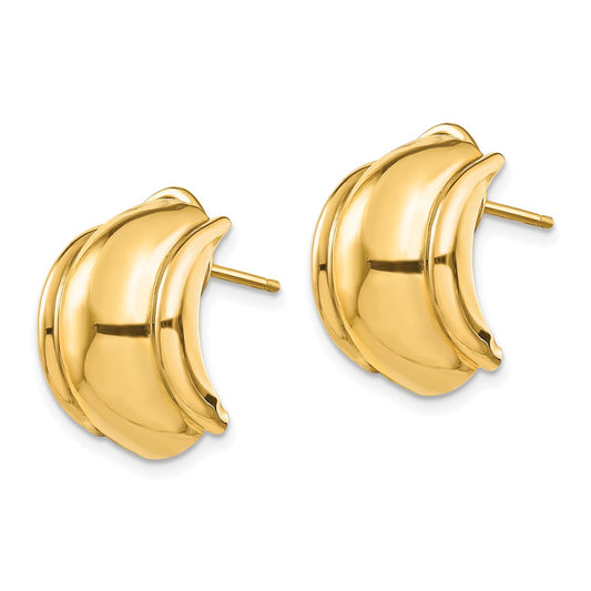 14k 12x17mm Polished Fancy Omega Back Post Earrings
