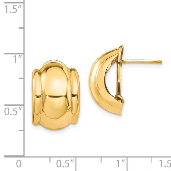 14k 12x17mm Polished Fancy Omega Back Post Earrings