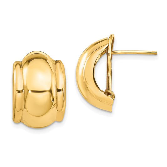 14k 12x17mm Polished Fancy Omega Back Post Earrings
