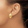 14k 14x19mm Oval Polished Fancy Ribbed Omega Back Post Earrings