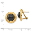14k Black Onyx Cabochon Fancy 16mm Omega Back Earrings