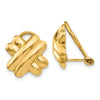 14k 14mm Polished X Omega Back Non-pierced Earrings