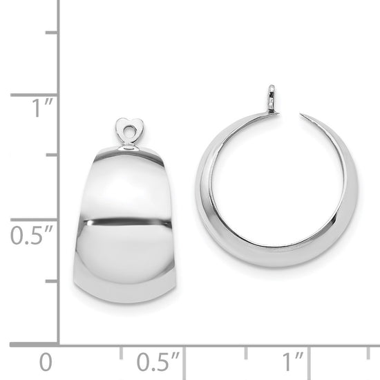14k White Gold Polished Tapered Hoop Earring Jackets
