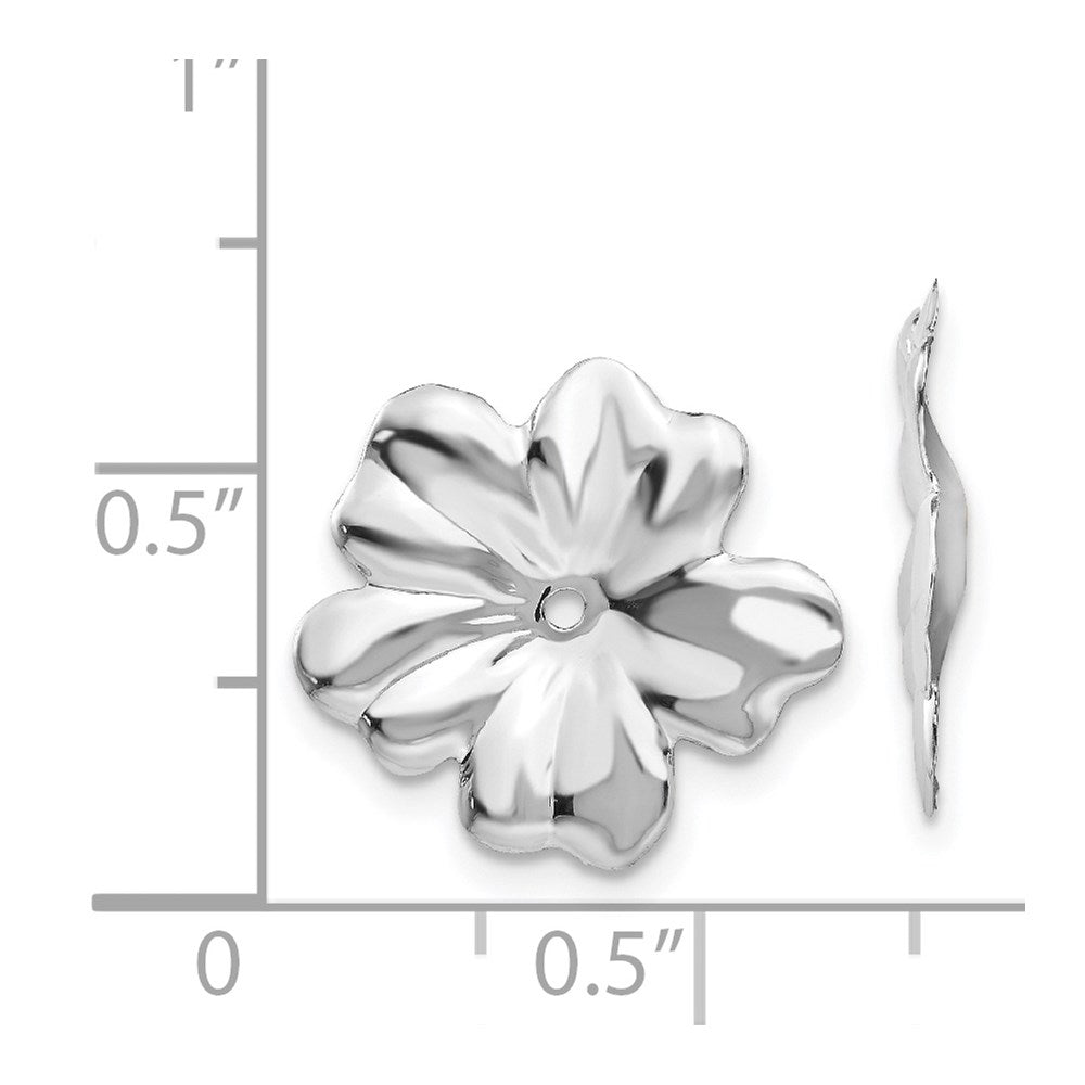 14k White Gold Polished Floral Earring Jackets