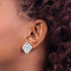 14k White Gold Polished Hammered Square Earring Jackets
