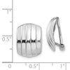 14k White Gold 12x17mm Polished Ribbed Omega Back Non-pierced Earrings