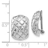 14k White Gold 12x17mm Polished Crisscross Omega Back Non-pierced Earrings