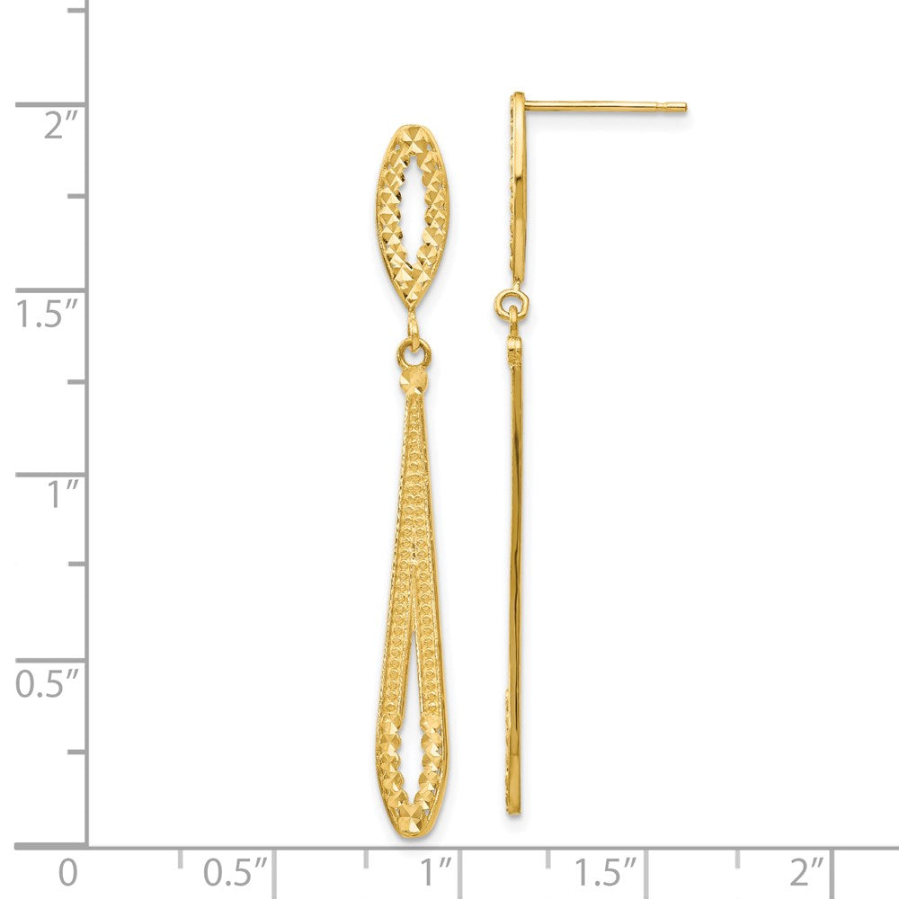 14k Diamond-cut Open Teardrop Dangle Post Earrings