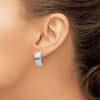 14k White Gold 8.5x19mm Polished Ribbed Omega Back Non-pierced Earrings