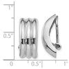 14k White Gold 8.5x19mm Polished Ribbed Omega Back Non-pierced Earrings