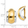 14k and White Rhodium 12x16mm Polished Half Hoop Omega Back Non-pierced Earrings