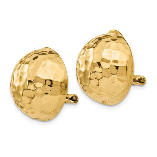 Gold Hammered Button Non-pierced Clip Earrings