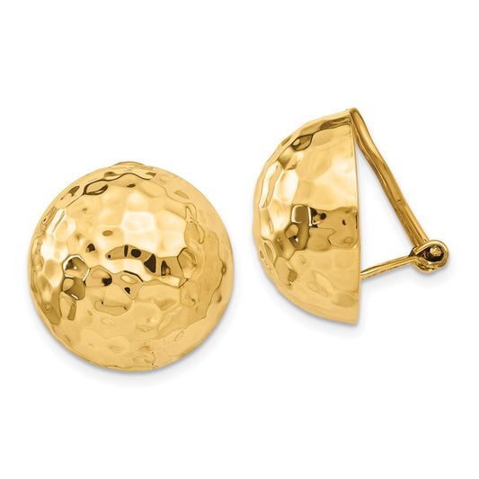 Gold Hammered Button Non-pierced Clip Earrings