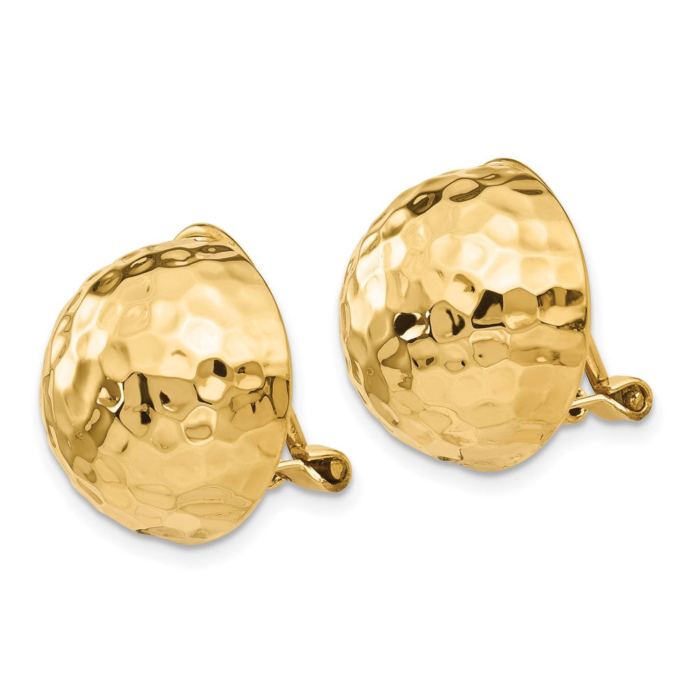 Gold Hammered Button Non-pierced Clip Earrings