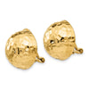 14k 16mm Hammered Half Ball Omega Back Non-pierced Earrings